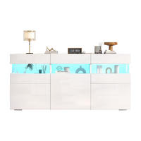 SIDEBOARD 140x40.5x66.5cm mit LED-Lichtleiste,Weiß - Weiß, Holzwerkstoff (40.5/66.5/140cm) - KOMHTOM