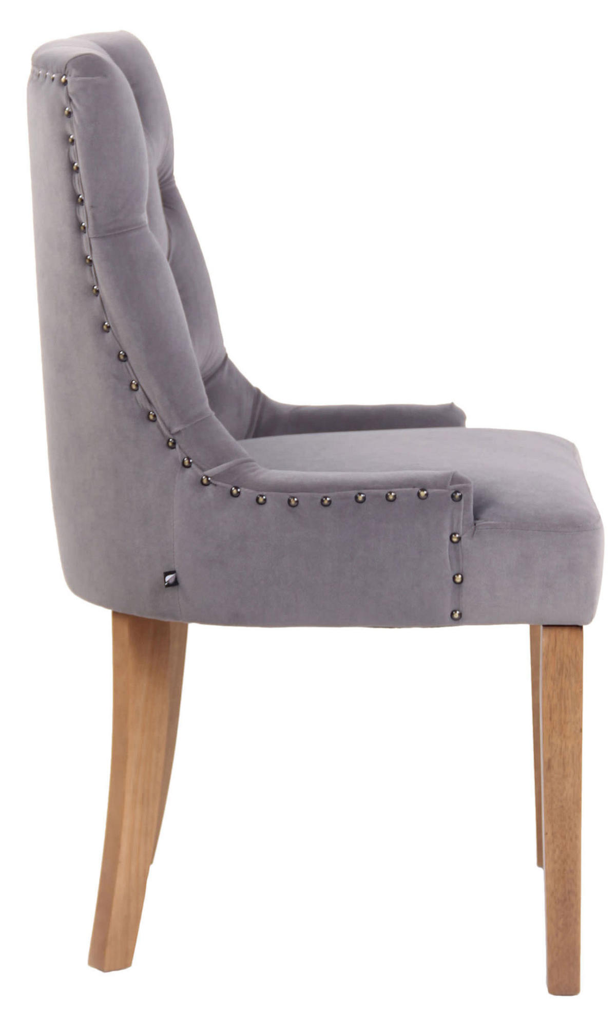 WOHNZIMMERSTUHL 4er Set Samt grau - Naturfarben/Grau, Holz/Textil (55/92/58cm) - CLP