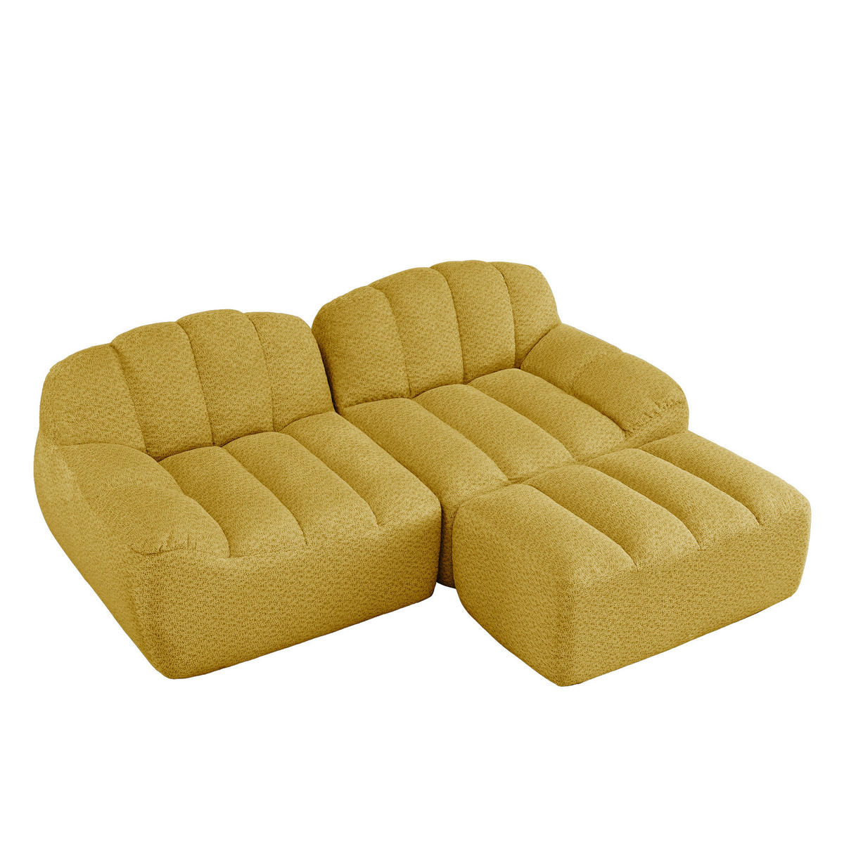 ECKSOFA 210/165/79 cm gelb aus granuliertem Fleece modular ohne Montage - Gelb, Textil (165/210cm) - OKWISH