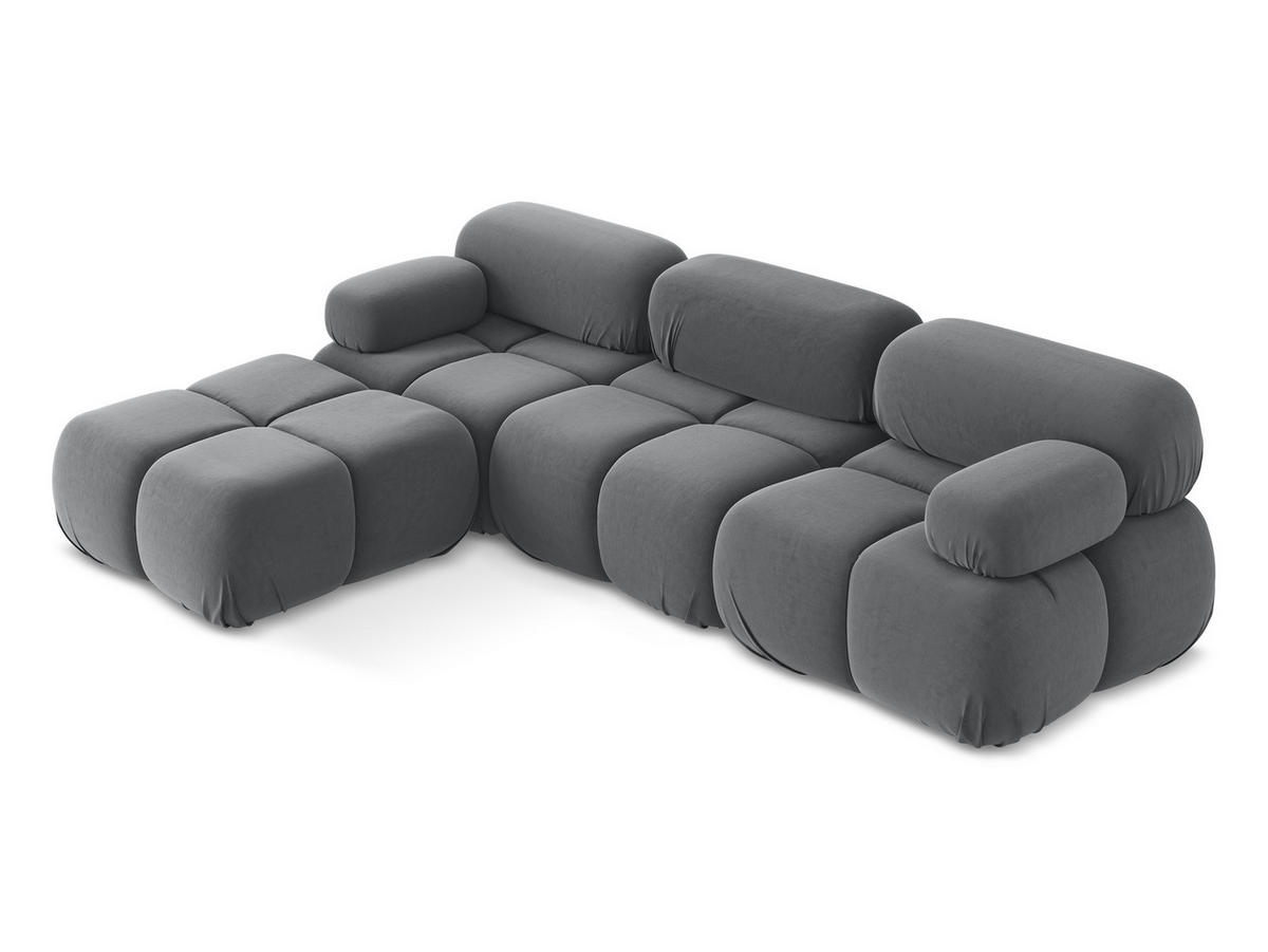 ECKSOFA Beidseitig Samt Stoff Grau - Dunkelgrau/Schwarz, Kunststoff/Textil (285/191cm) - Makamii