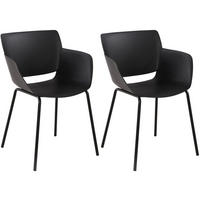 STUHL 2er Set Kunststoff Schwarz - Schwarz, Kunststoff/Metall (58/80/54cm) - CLP