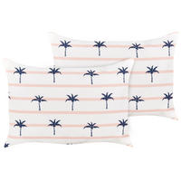 GARTENKISSEN 2er-Set Palmenmuster weiß 40/60 cm Moltedo - Weiß, Textil (40/60cm) - Beliani