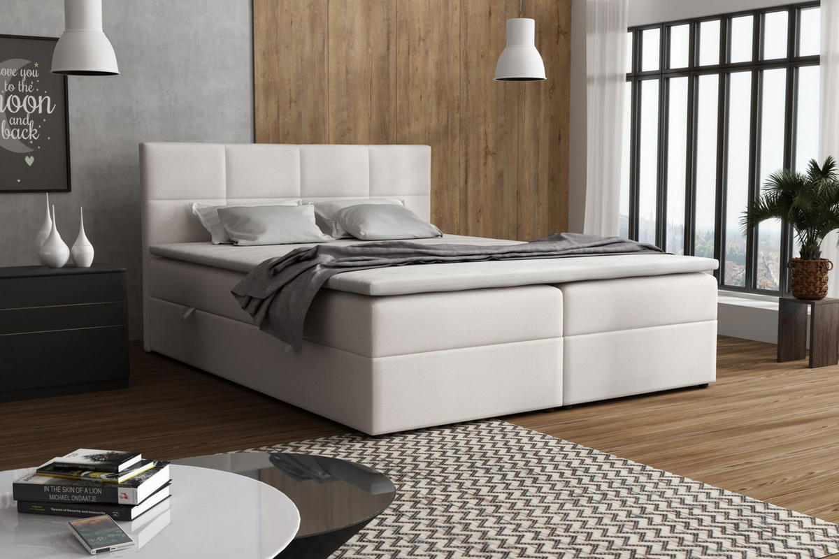 BOXBETT Betty mit Bettkästen und Matratze H2/H3 140 x 200 cm - Beige, Holzwerkstoff (140/200cm) - VENASI MÖBEL