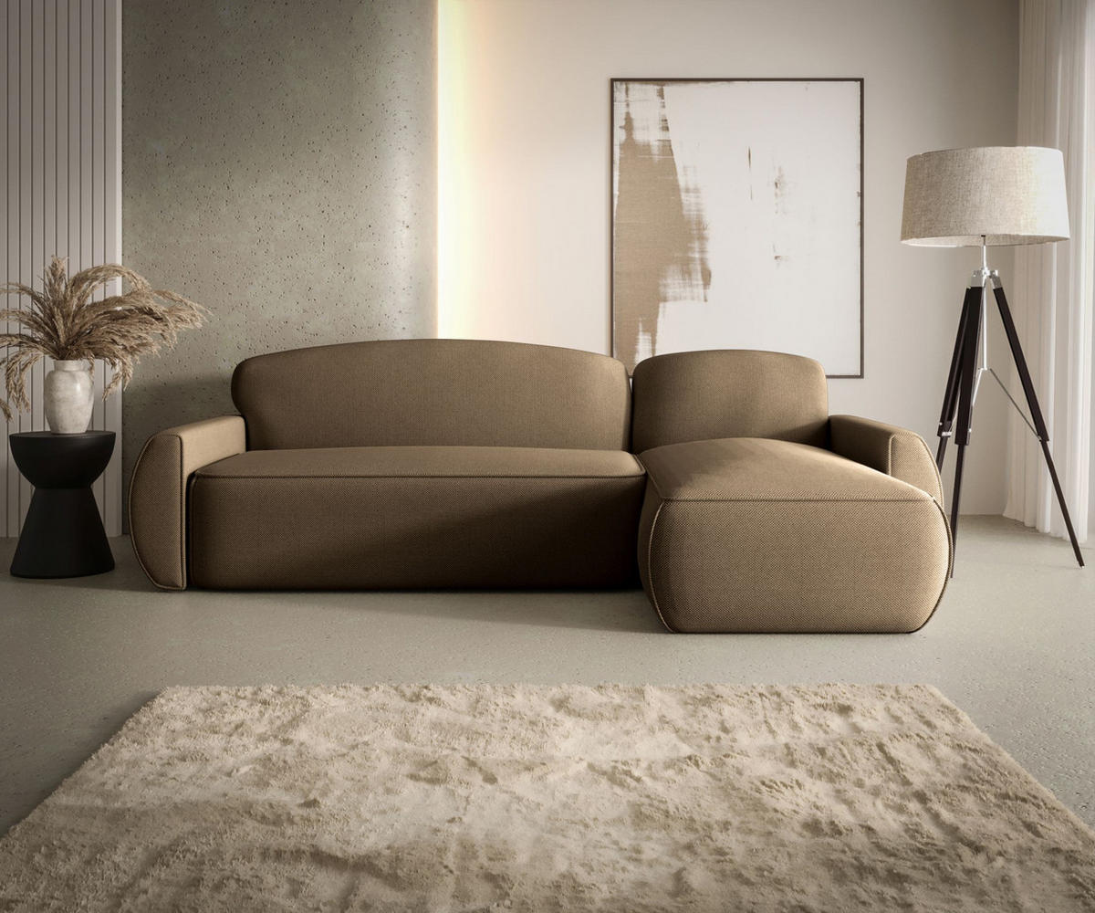 ECKSOFA mit Schlaffunktion LUCAS Curio 20 Rechts - Braun, Textil (240/145cm) - Bedante