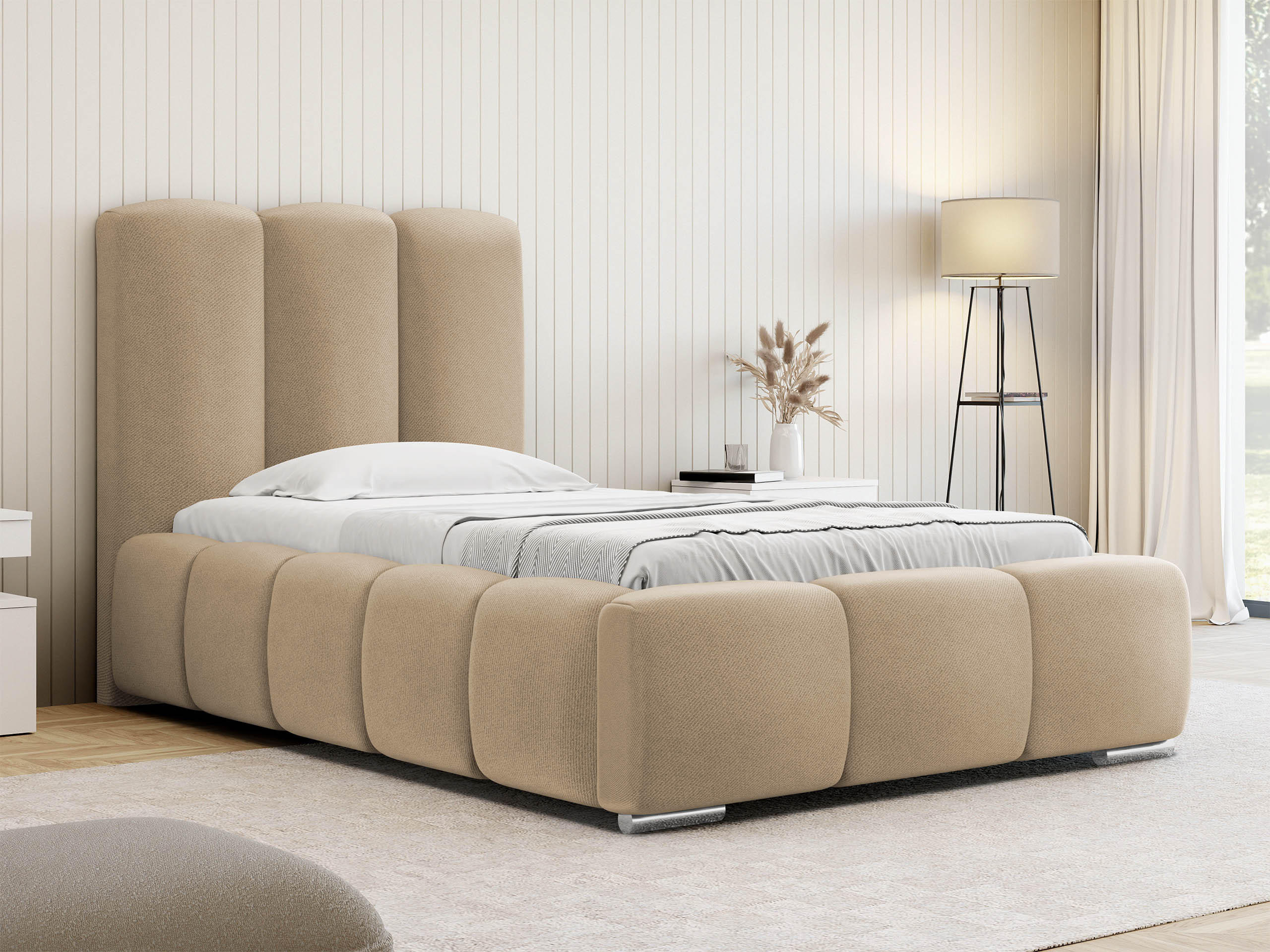 POLSTERBETT Wizko 90 - Chromfarben/Beige, Holz/Metall (90/200cm) - MIRJAN24