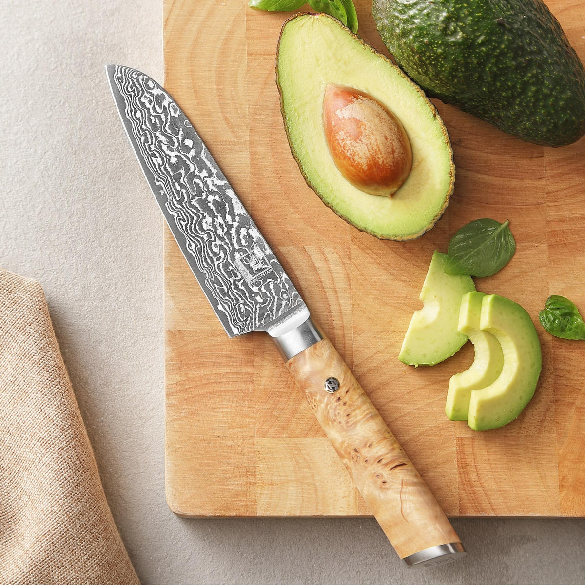 KLEINES SANTOKUMESSER 12 cm - Birkefarben, Holz/Metall (23cm) - Zayiko