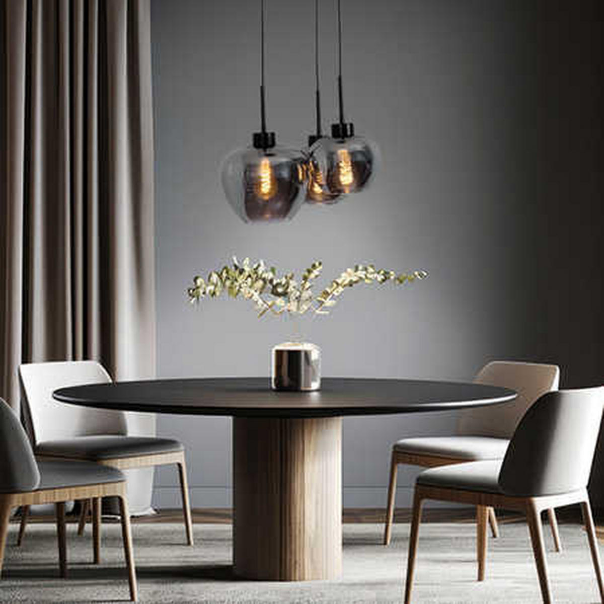 LED HÄNGELEUCHTE Matt Grau Rauchglas - Grau, Glas (38/38/120cm) - Globo Lighting