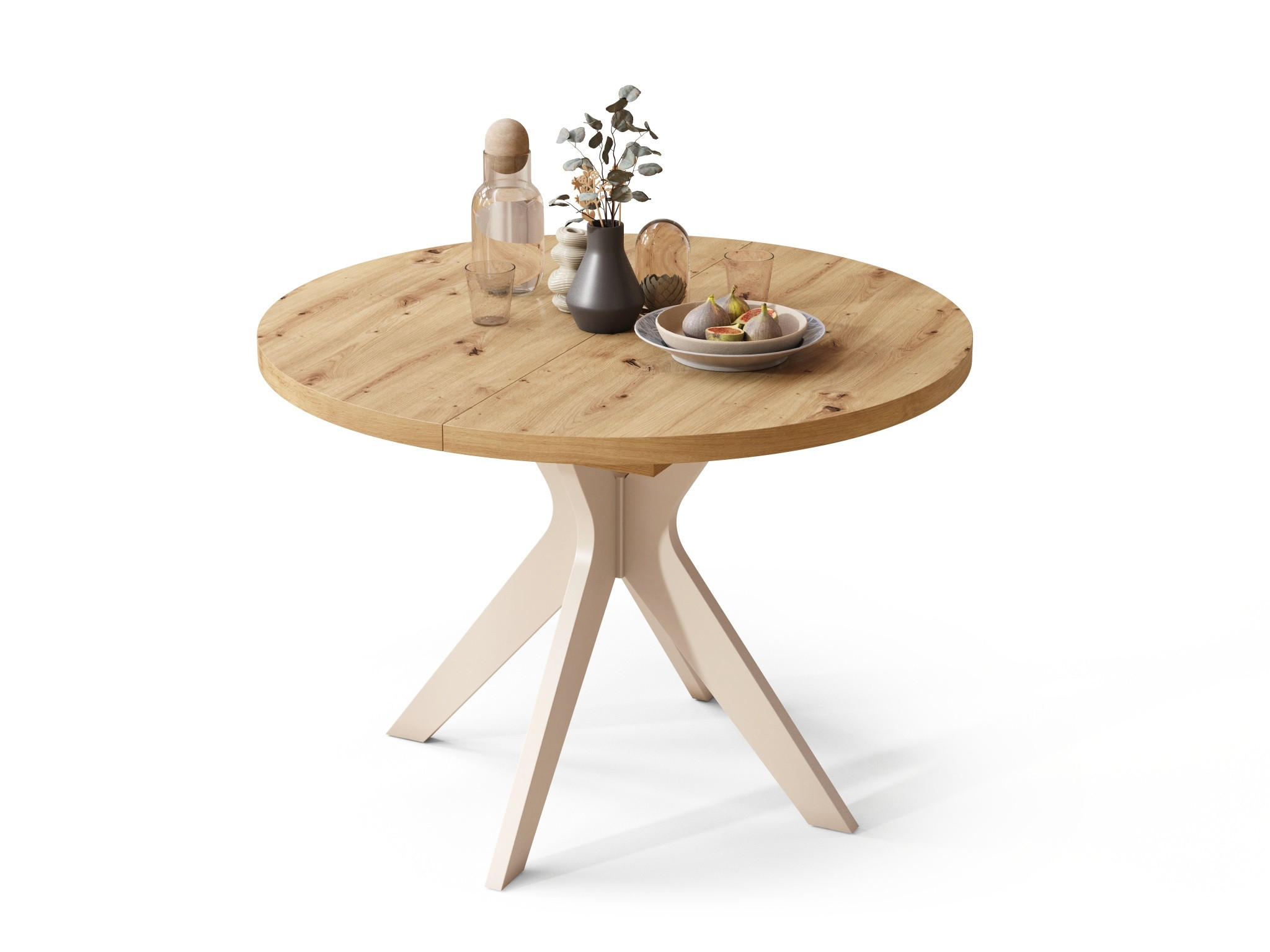 ESSTISCH rund Eiche Artisan - Beige ausziehbar - Beige/Eiche Artisan, Holzwerkstoff (110/110/77cm) - designimpex