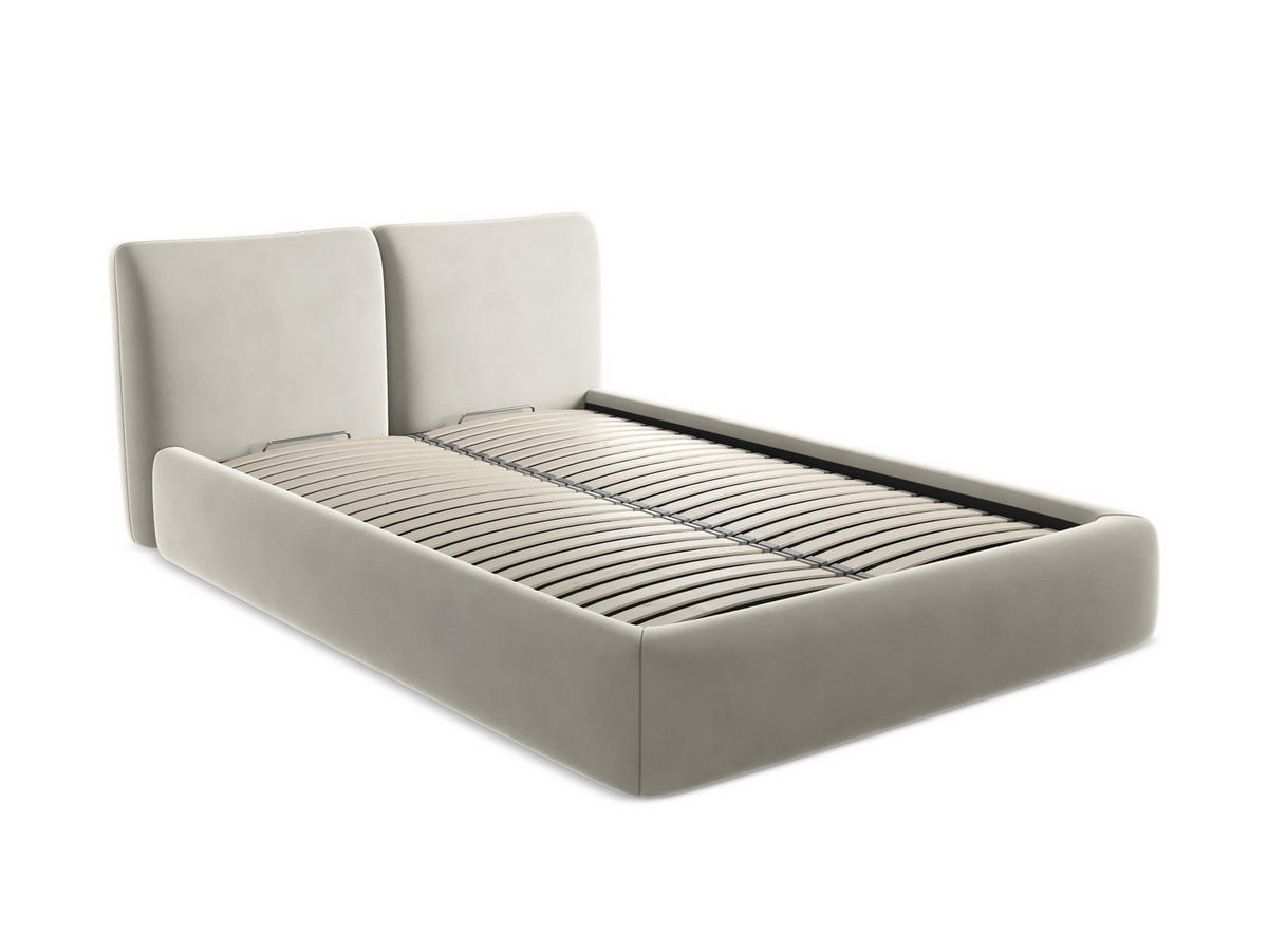 POLSTERBETT mit Bettkasten und Lattenrost 160x228 Creme - Perlmutt/Creme, Kunststoff/Textil (140/200cm) - Makamii
