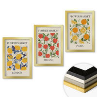 WANDBILDER 3er Set - 20x30 cm Goldrahmen - Blumenplakate in Städten - Goldfarben, Kunststoff (20/30cm) - ArtPrintCave