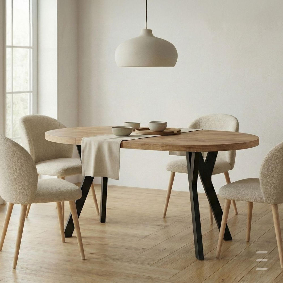 ESSTISCH Runder Ausziehbarer PERO 90/140, Schwarz - Schwarz, Holz (140/90/77cm) - Dekori_Interiors