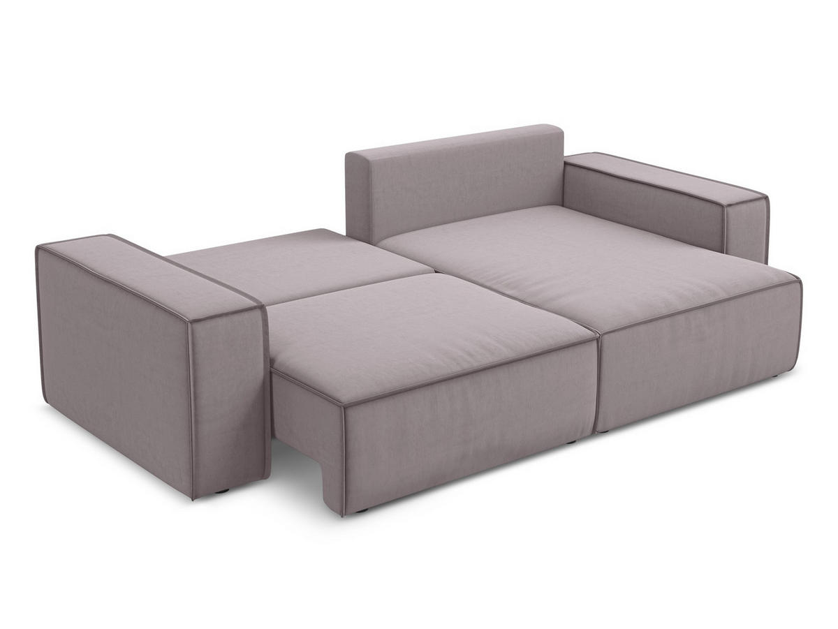 ECKSOFA mit Schlaffunktion Samt Stoff Violett - Lila/Flieder, Kunststoff/Textil (257/148cm) - Makamii