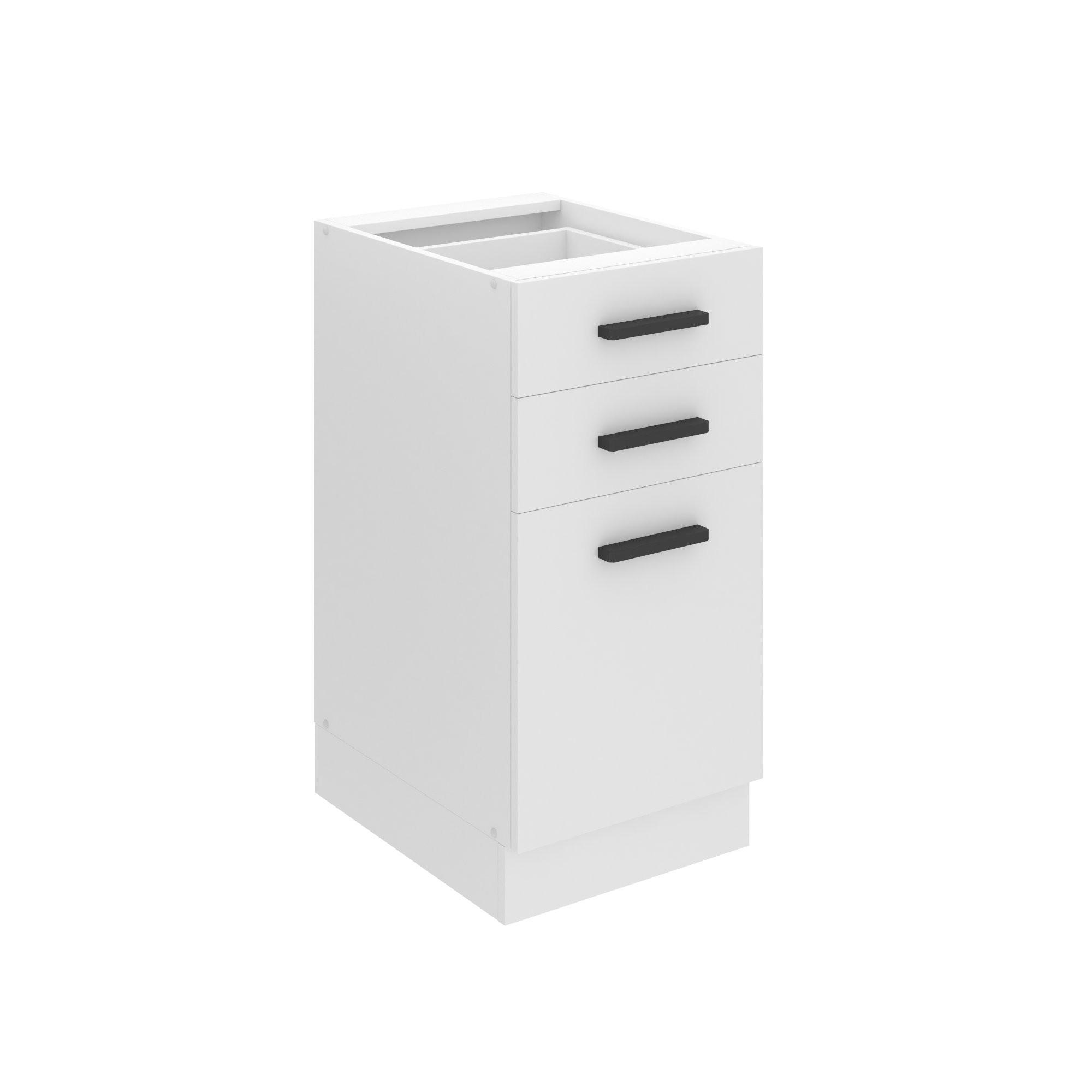 KÜCHENUNTERSCHRANK 40 cm, ohne Arbeitsplatte, mit Schubladen, Weiß matt - Weiß Hochglanz, Holz (40/82/51.6cm) - B BELINI GROUP