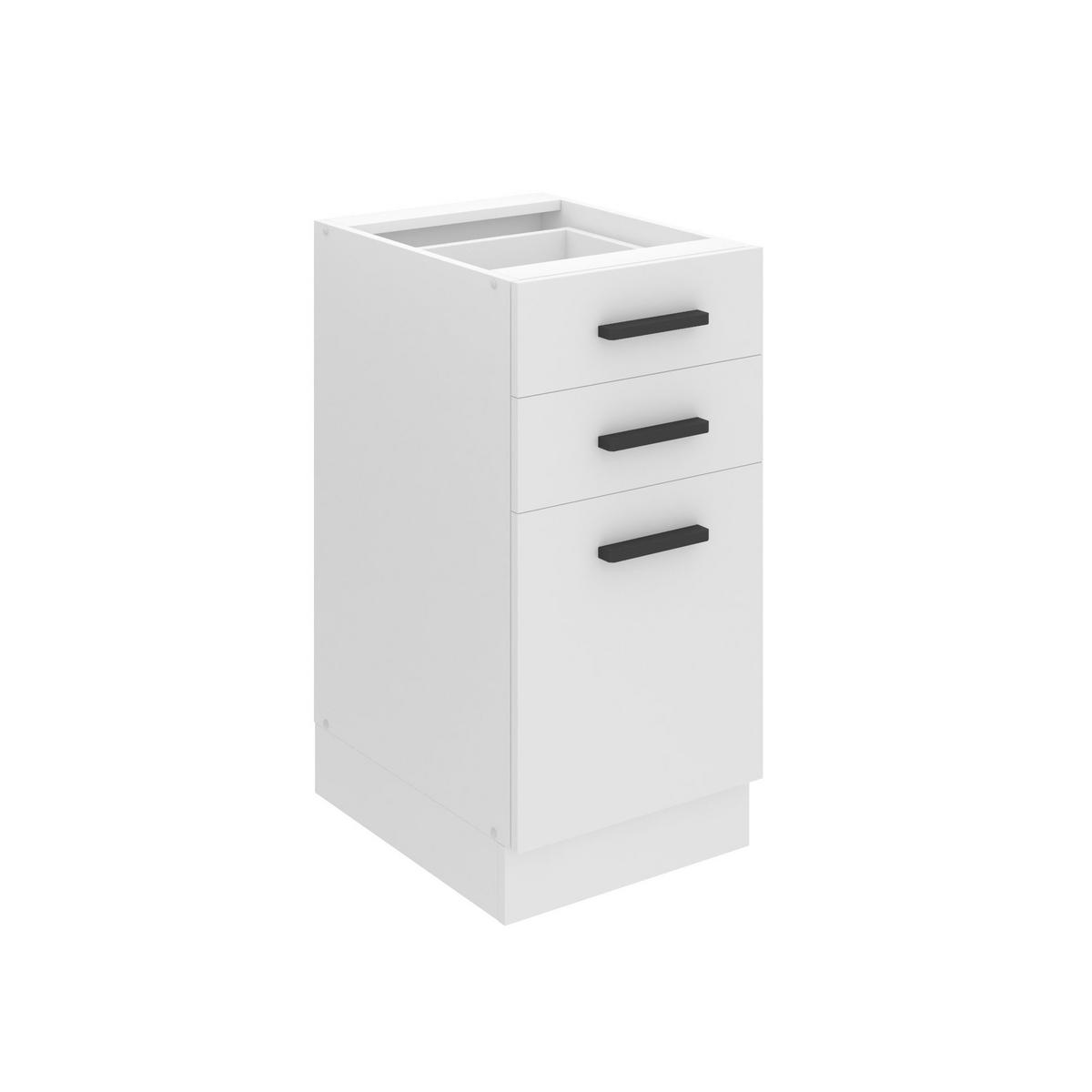 KÜCHENUNTERSCHRANK 40 cm, ohne Arbeitsplatte, mit Schubladen, Weiß matt - Weiß Hochglanz, Holz (40/82/51.6cm) - B BELINI GROUP