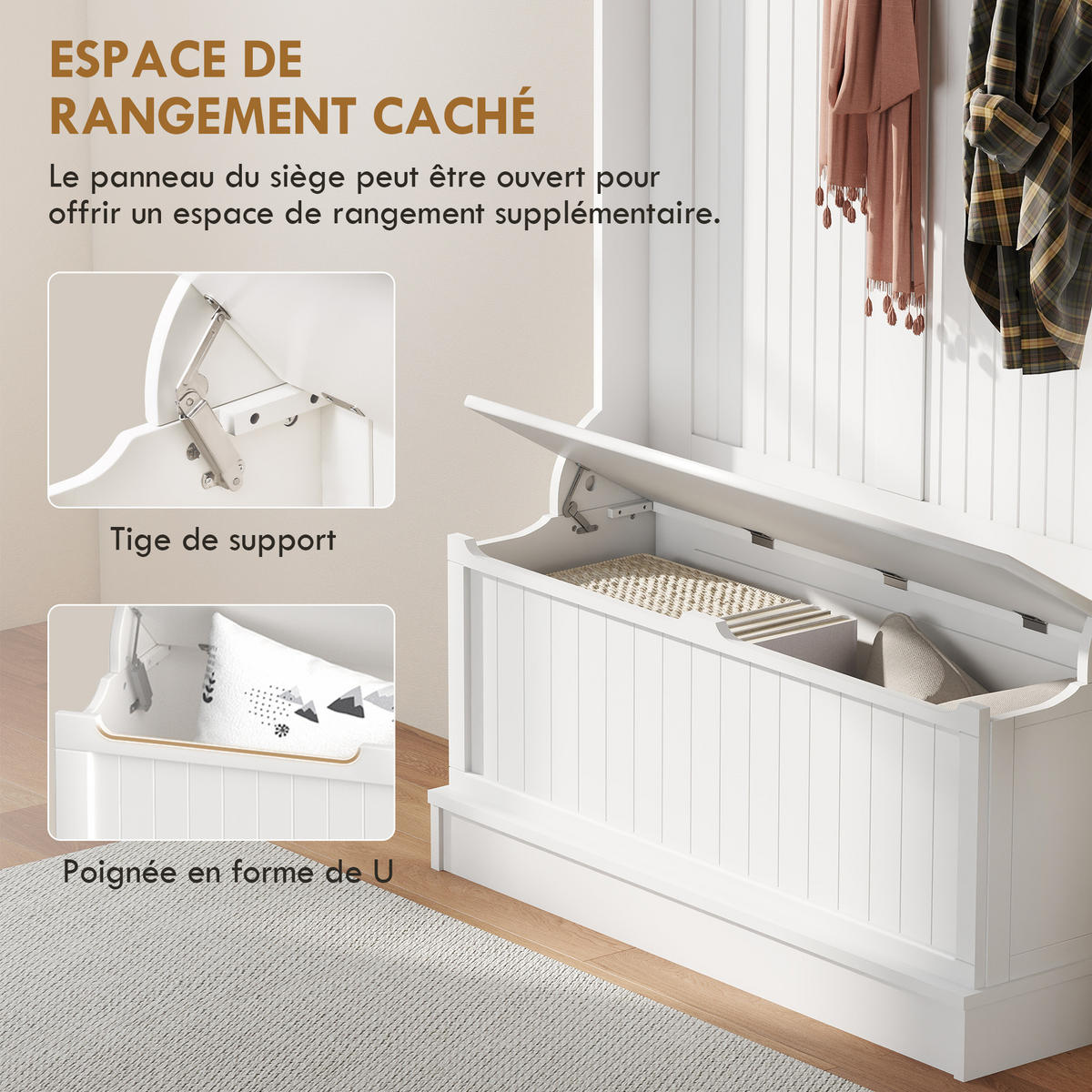 GARDEROBE Creme 96/34/179,7 cm - Creme, Holzwerkstoff (96/179.7/34cm) - PANGIVO