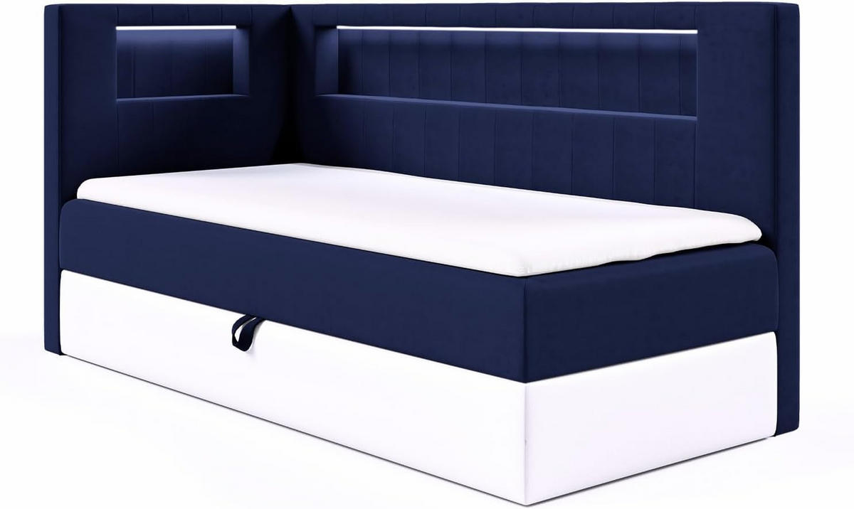 KINDERBETT GARETH 3 - Dunkelblau/Weiß, Holzwerkstoff (93/212cm) - Meblini