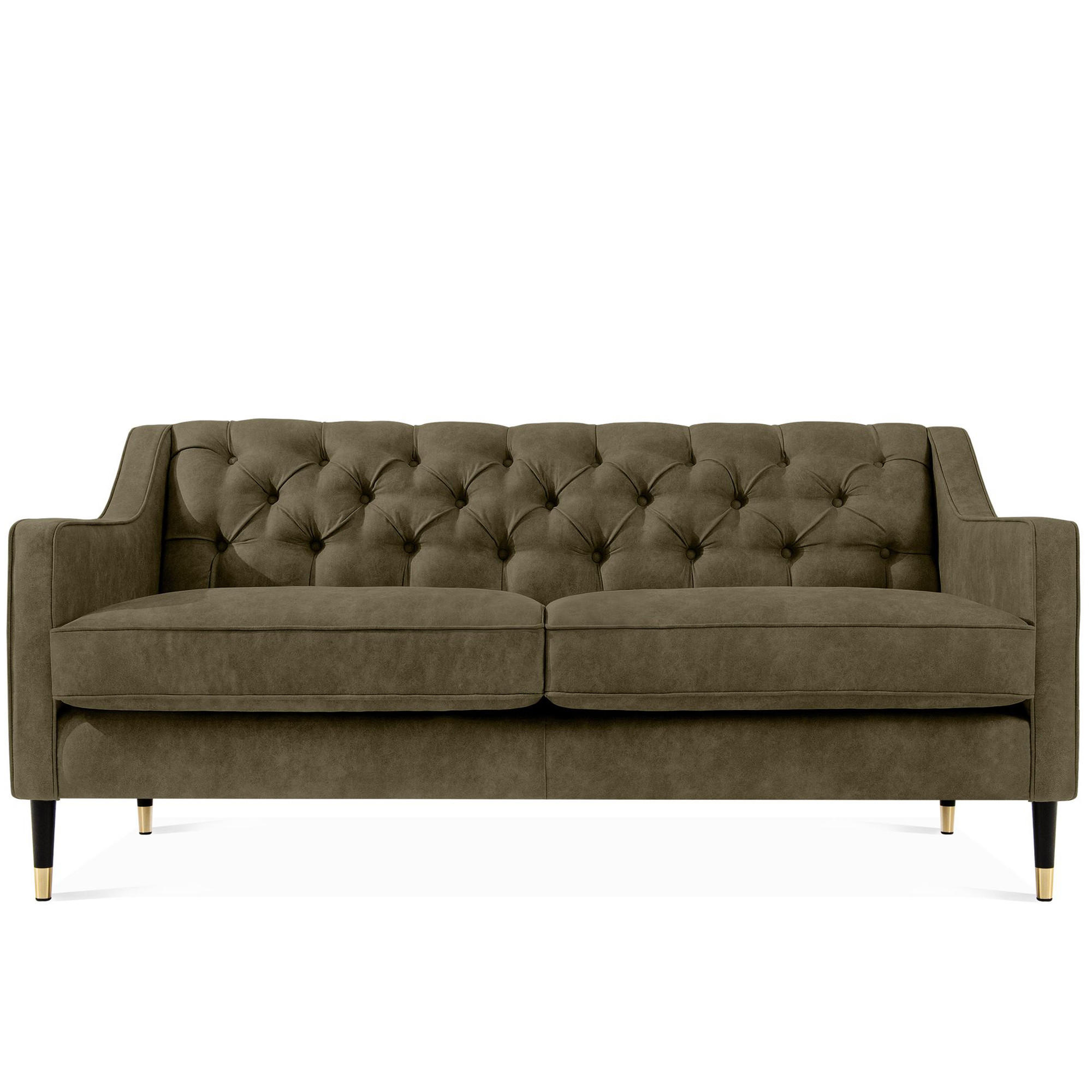 2-SITZER-SOFA NOMUS gesteppt, Olivgrün - Wengefarben/Olivgrün, Holzwerkstoff (170/78/80cm) - KONSIMO®