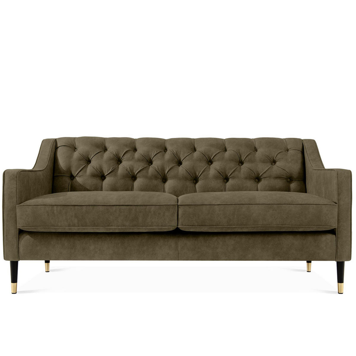 2-SITZER-SOFA NOMUS gesteppt, Olivgrün - Wengefarben/Olivgrün, Holzwerkstoff (170/78/80cm) - KONSIMO®