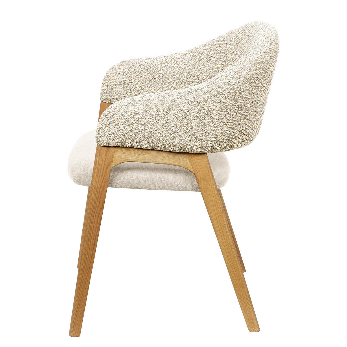 ARMLEHNENSTUHL - Holzwerkstoff / Massivholz / Textil - Creme, Eichenholz/Holz (60/82/59cm) - home24