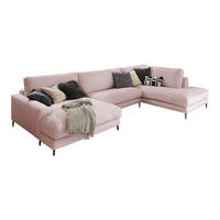 WOHNLANDSCHAFT CARA Pink Cord - Pink/Roségold, Textil (341/84/223cm) - KAWOLA