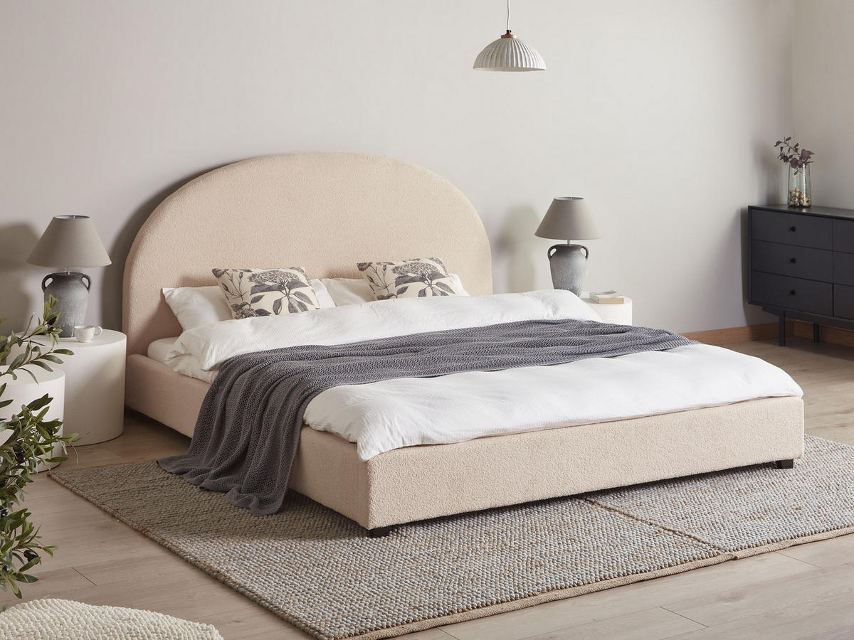 BETT mit Lattenrost 180/200 cm Beige Vaucluse - Beige, Textil (180/200cm) - Beliani