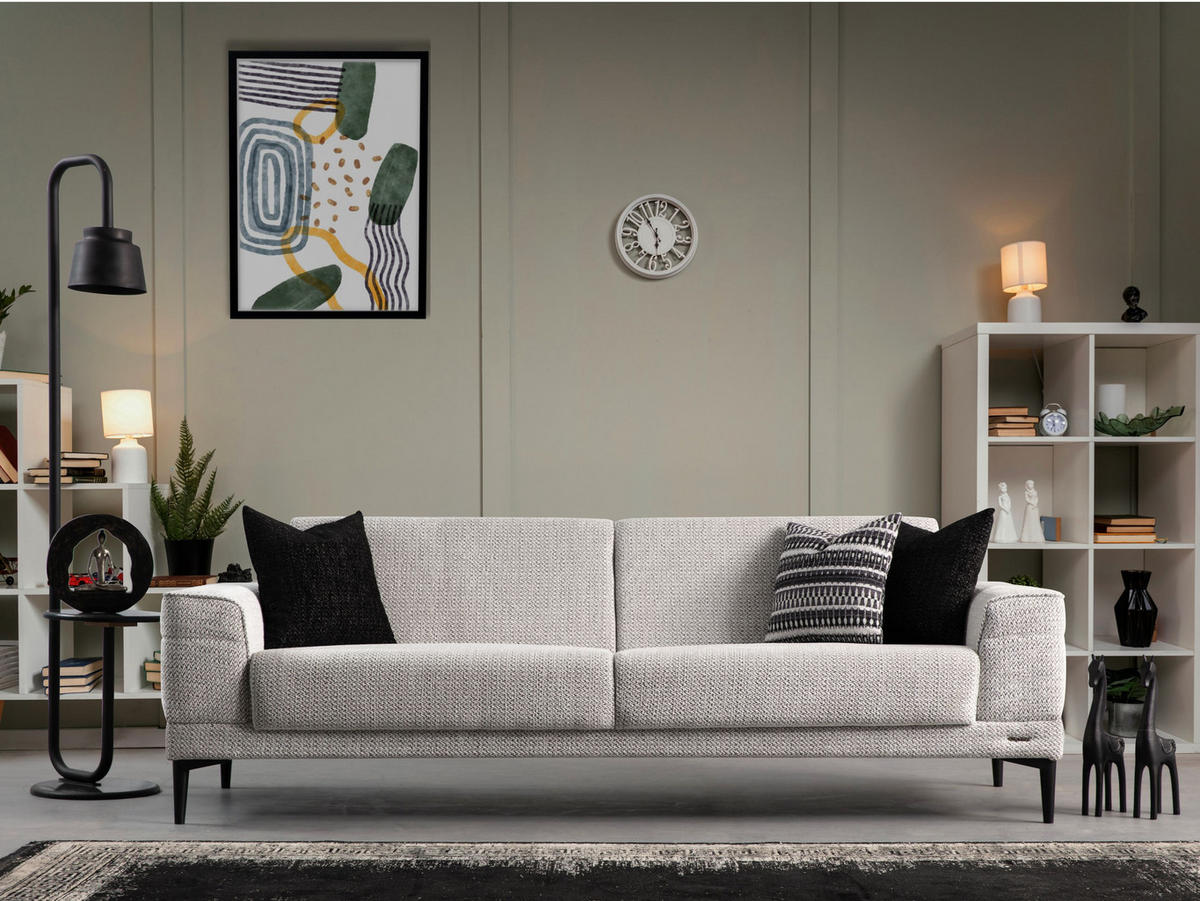 SOFA Ivory 3-Sitzer Grau - Grau, Kunststoff/Textil (230/78/90cm) - Villa Möbel