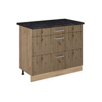 SPODNÍ SKŘÍŇKA KUCHYŇSKÉ LINKY R-Line, Řemeslný dub/Zlatý mocný dub, 100 cm pracovná doska antracitová - dub artisan/barva dubu, kompozitní dřevo (100/81.6/60cm) - Vicco