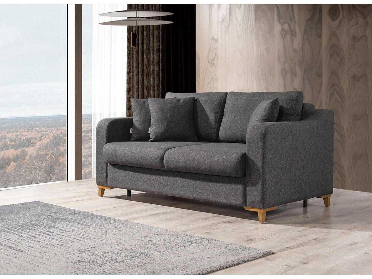 SOFA Transforma 2-Sitzer Webstoff Anthrazit - Anthrazit, Holz/Textil (170/80/100cm) - Villa Möbel