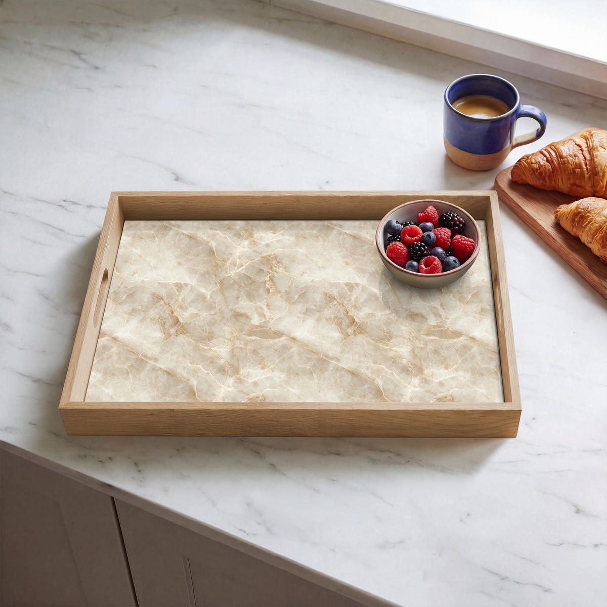 SERVÍROVACÍ PODNOS Světle béžová - Onyx - Jemná 50x35 cm - béžová, dřevo (50/5/5cm) - OnlyWow