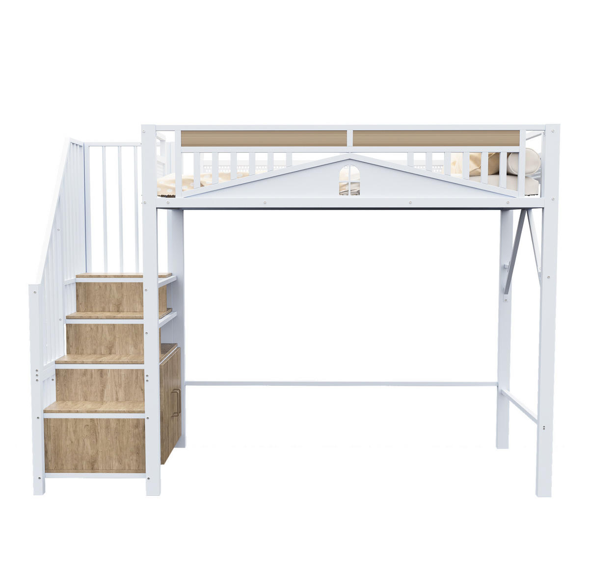 HOCHBETT 90/200 cm aus Metall mit Stauraum und Sicherheitszaun in Weiß - Weiß, Metall (90/200cm) - Flora Grace