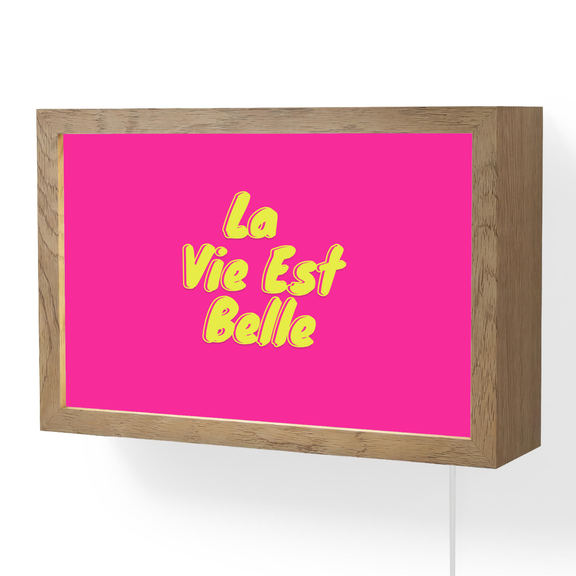 WANDLEUCHTE Zitat - Retro - Rosa 30x20 cm - Pink, Holzwerkstoff (30/20/8cm) - OnlyWow