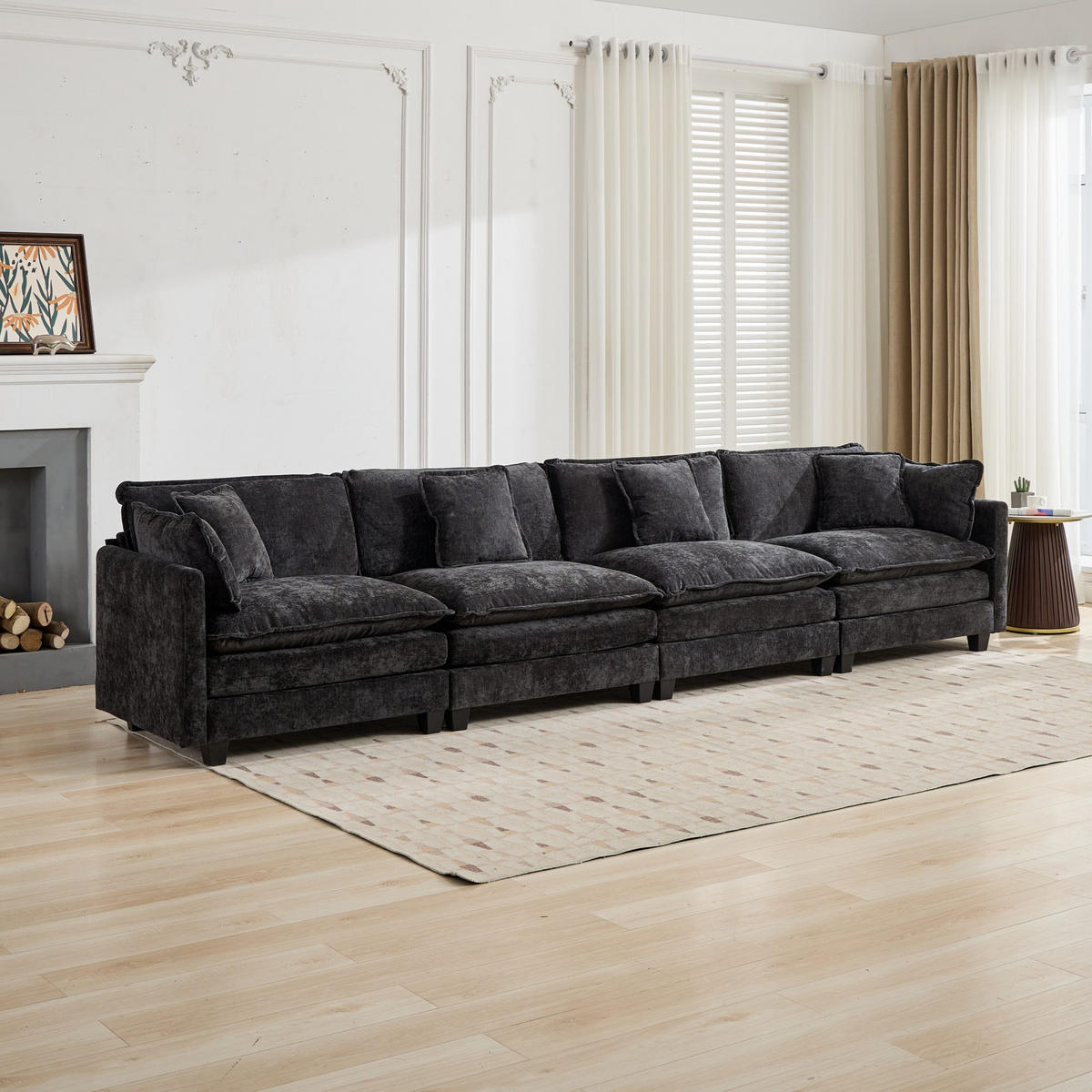 4-SITZER-SOFA DE-33976 modular Schwarz - Schwarz, Holzwerkstoff (380/84/75cm) - ComfortXL
