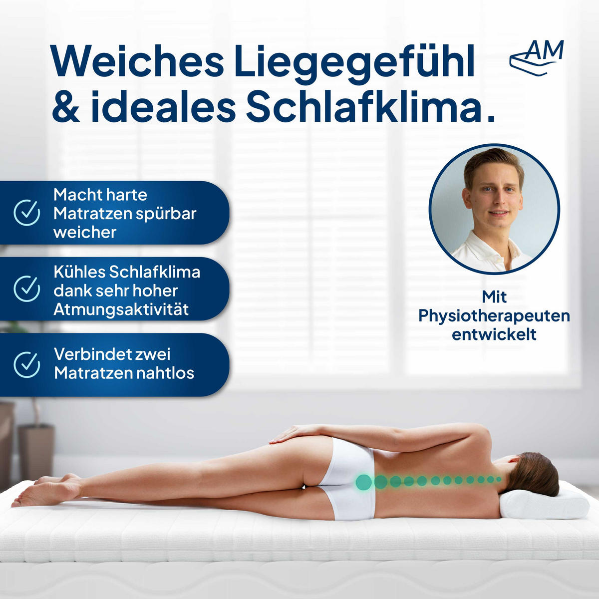 HYPERSOFT TOPPER 80/210 cm - 6cm Höhe & Toledo Bezug - Weiß, Textil (80/210cm) - AM Qualitätsmatratzen