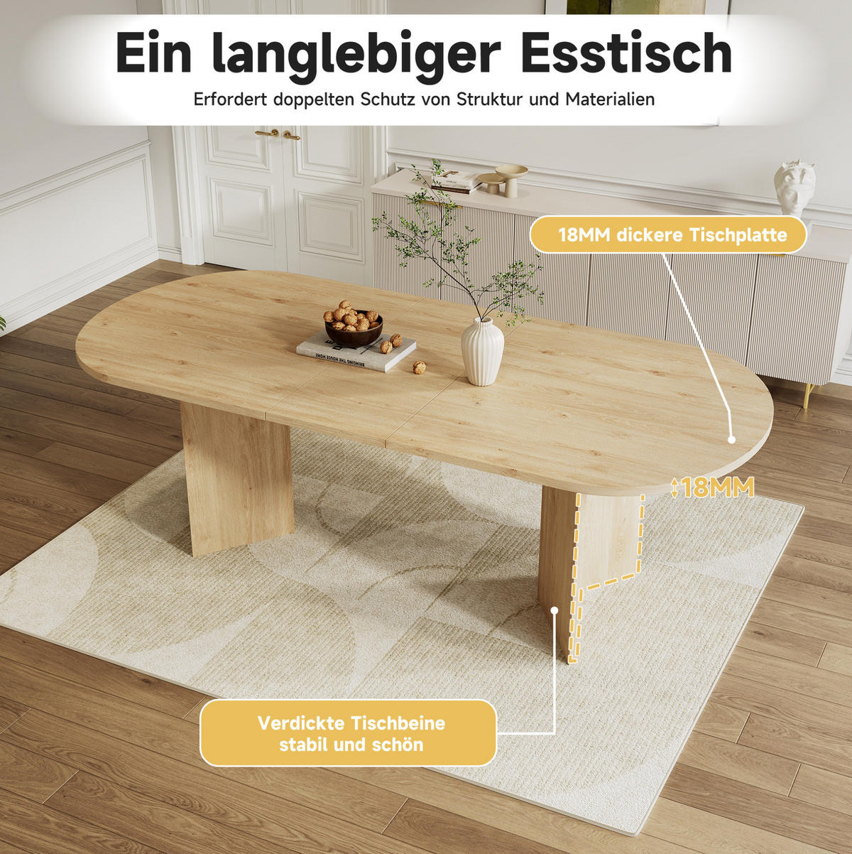 JEDILNA miza 160/200/90 cm z raztegljivim sistemom, 18 mm debela plošča in zaobljeni robovi, Hrast - barve hrasta, leseni material (200/90/75cm) - Redom