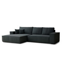 ECKSOFA Maze Türkis Webstoff - Links Seite - Türkis/Schwarz, Holz/Holzwerkstoff (185/294cm) - Maison de Reve