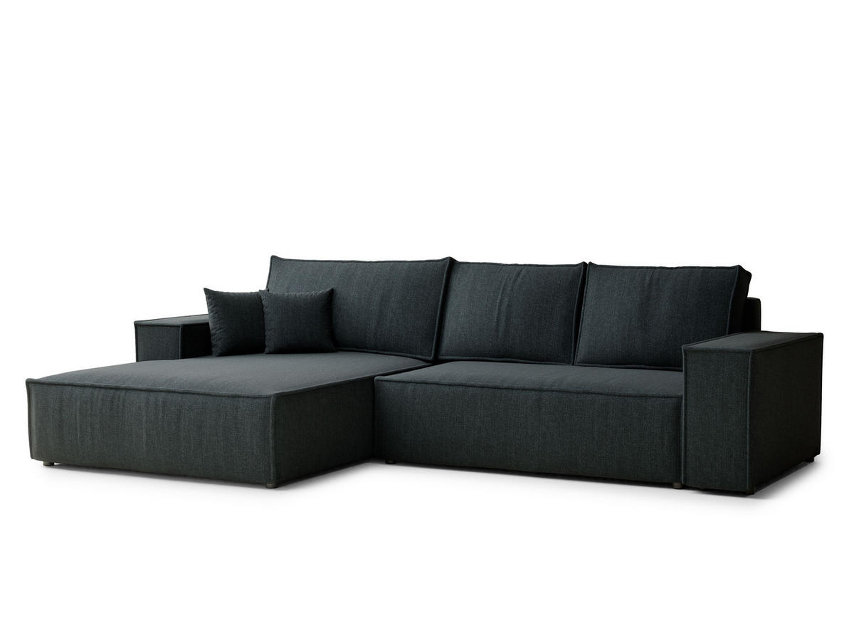 ECKSOFA Maze Türkis Webstoff - Links Seite - Türkis/Schwarz, Holz/Holzwerkstoff (185/294cm) - Maison de Reve