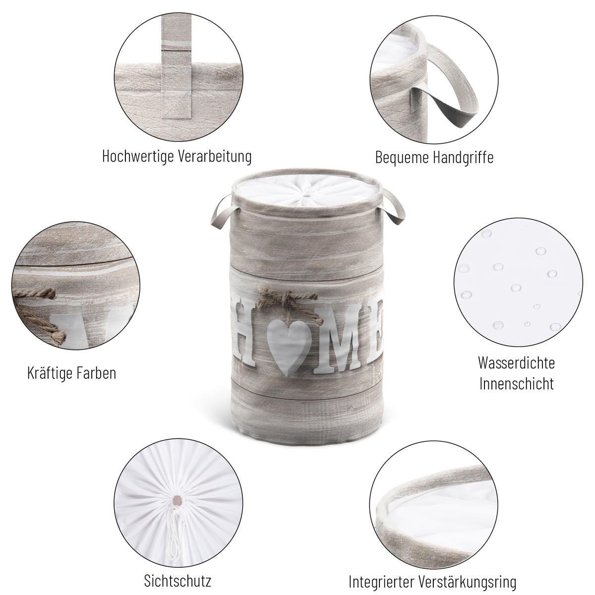 WÄSCHEKORB Home - Braun, Textil (37/55/55cm) - Sanilo