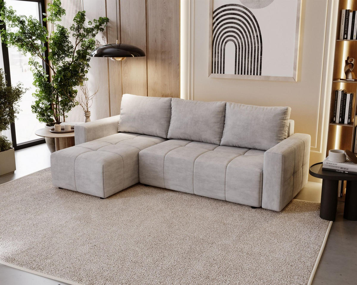 ECKSOFA Noha In Paros - Hellgrau, Holzwerkstoff/Textil (231/142cm) - Fun Möbel