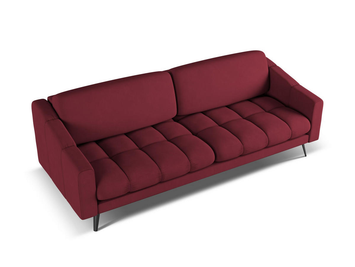 4-SITZER-SOFA Chenille Stoff Rot - Rot/Weinrot, Textil/Metall (238/80/95cm) - Makamii