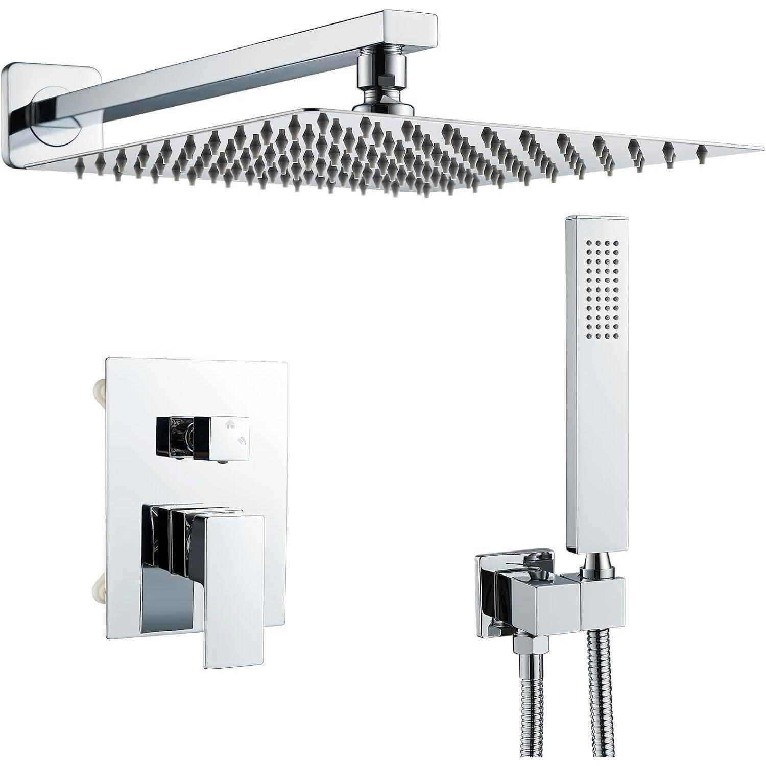 DUSCHARMATUR Set Unterputz mit Regendusche und Handbrause Chrom - Silberfarben, Metall (33/14.8/45cm)