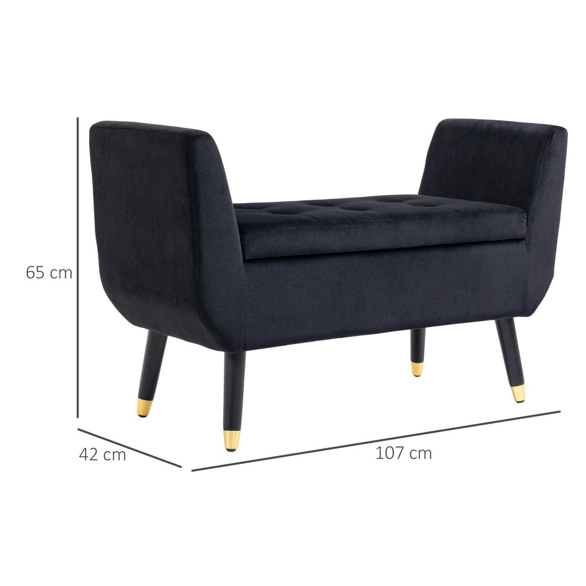 LUXUS Sitzbank, Polsterbank, Schwarz - Schwarz, Kunststoff (42/65/107cm) - HOMCOM