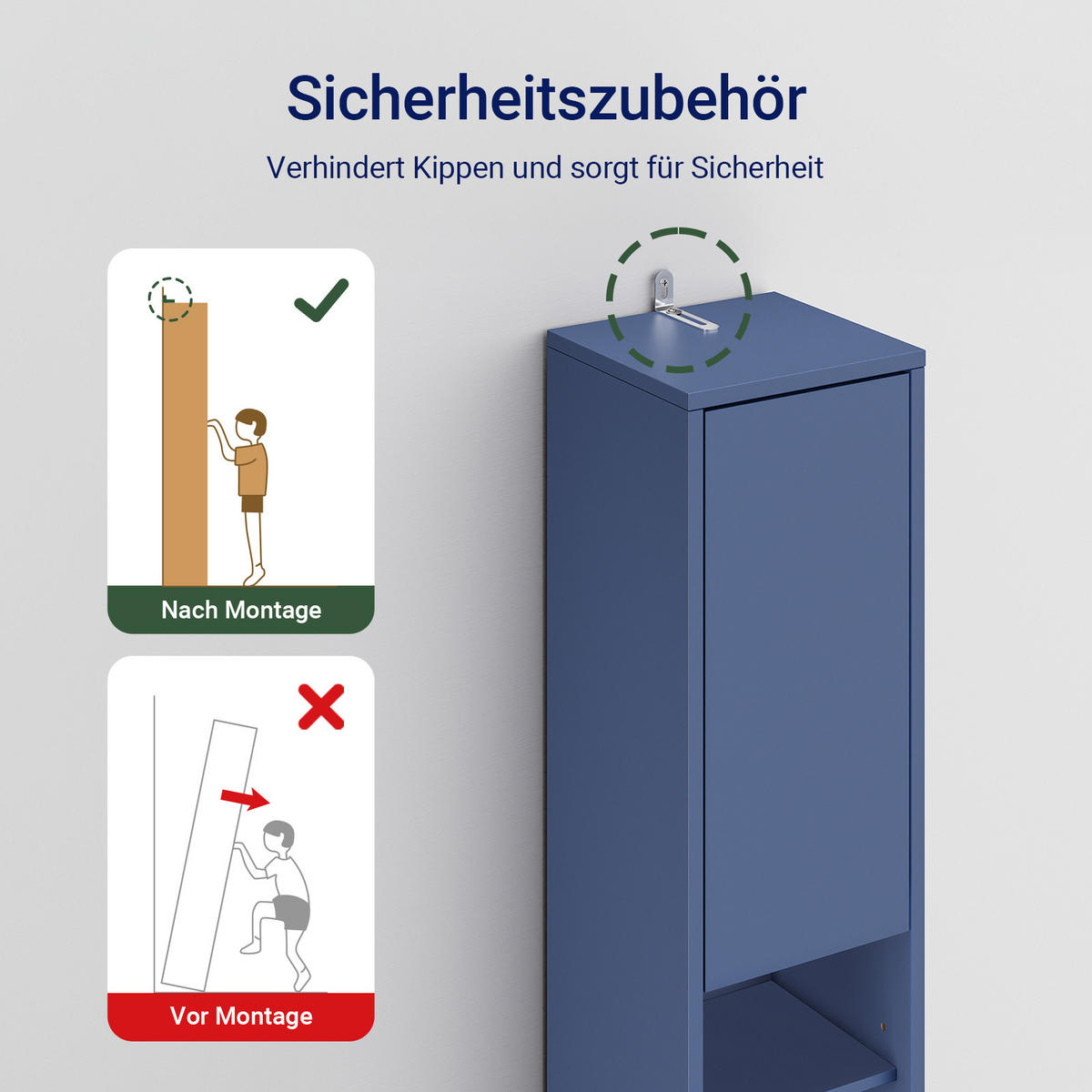 HOCHSCHRANK schmal Blau - Blau, Holzwerkstoff (20/180/20cm) - SoBuy