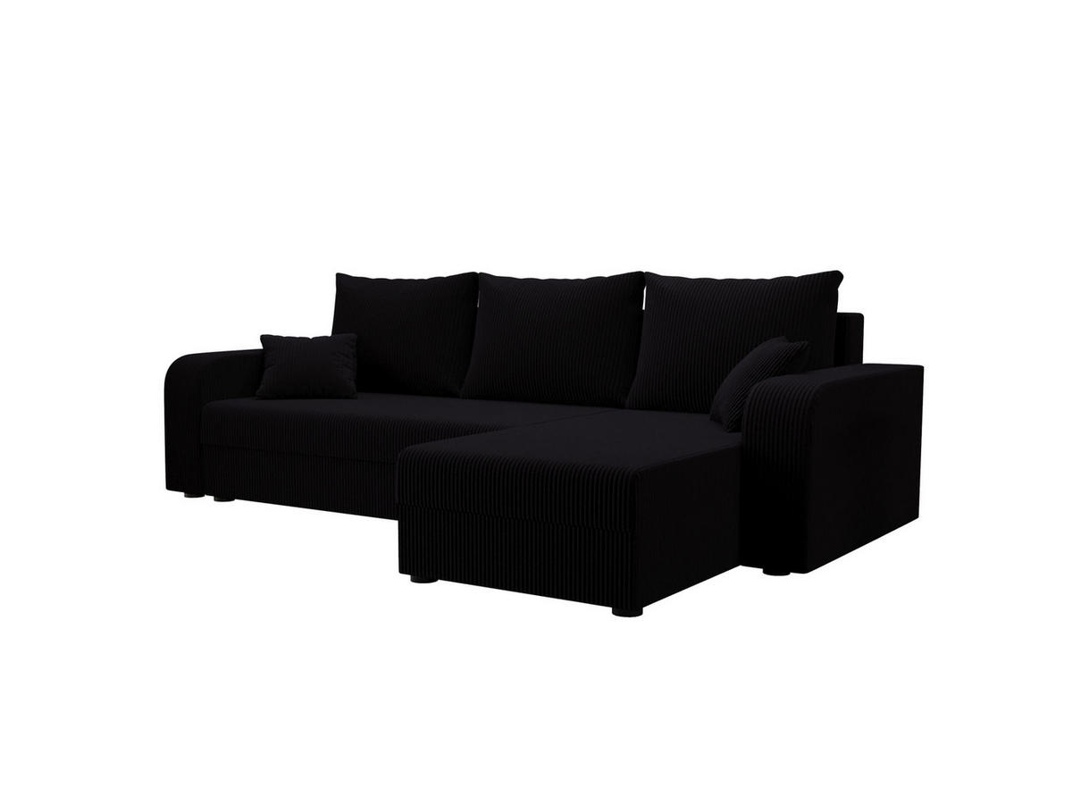 ECKSOFA HEWLET L BIS Zoom 23 Rechts mit Schlaffunktion - Schwarz, Textil (240/140cm) - Bedante