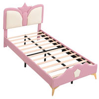 KINDERBETT 90/200 cm DE-02298, in Rosa, mit Kronen-Kopfteil - Pink, Holzwerkstoff (90/200cm) - ComfortXL