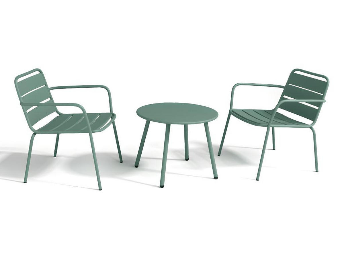 GARTENBEISTELLTISCH - 1 -Sitzer - Stahl - mandelgrün - MIRMANDE - Grün, Metall (50/50/44.5cm) - Vente-Unique