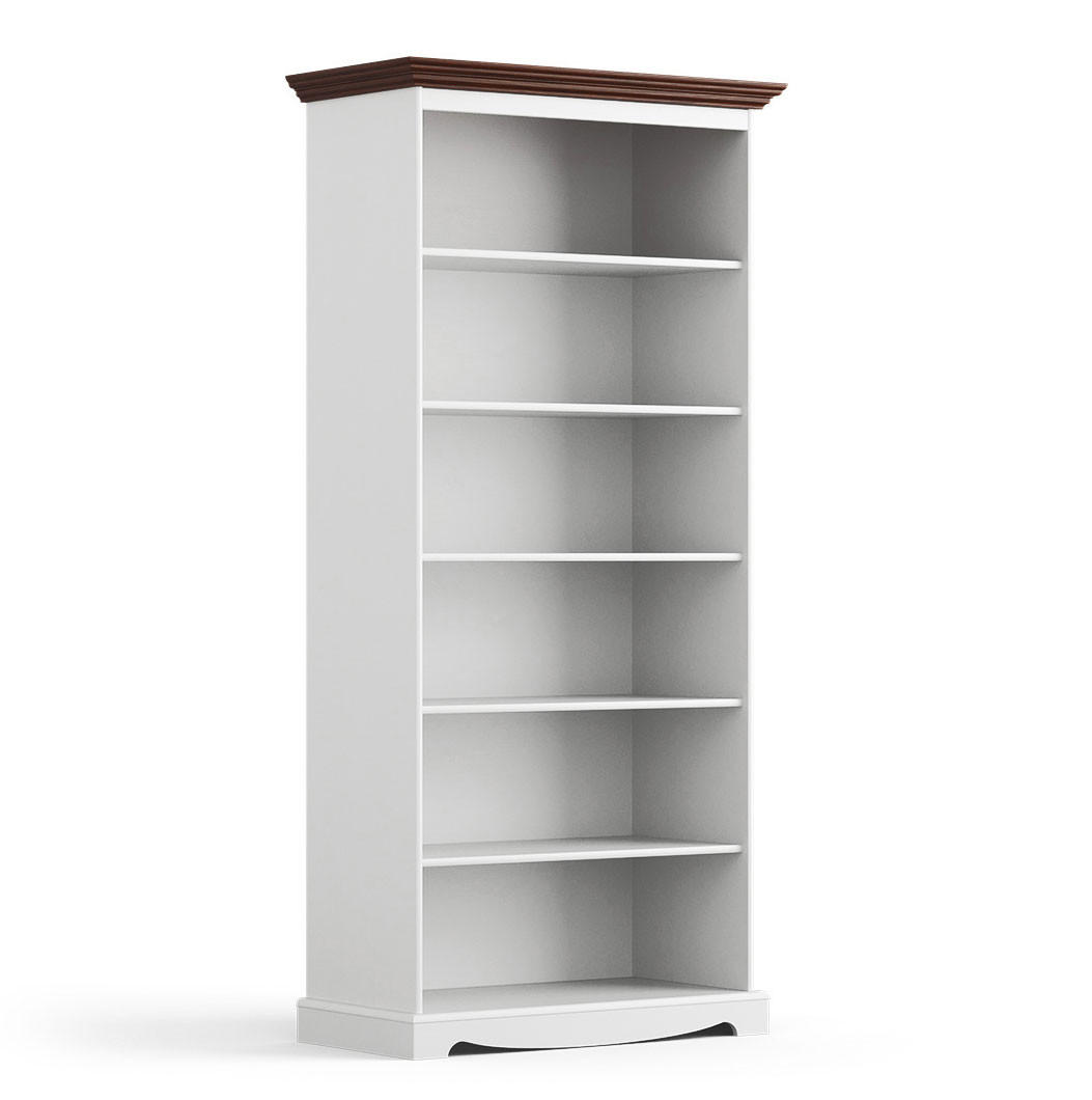 BÜCHERREGAL Belluno Elegante Kiefer weiß (RAL9010) lackiert / Kiefer gebeizt, Nussbaumfarben 89 / 44 / 190cm - Nussbaumfarben/Weiß, Holz (89/190/44cm) - Feldmann-Wohnen