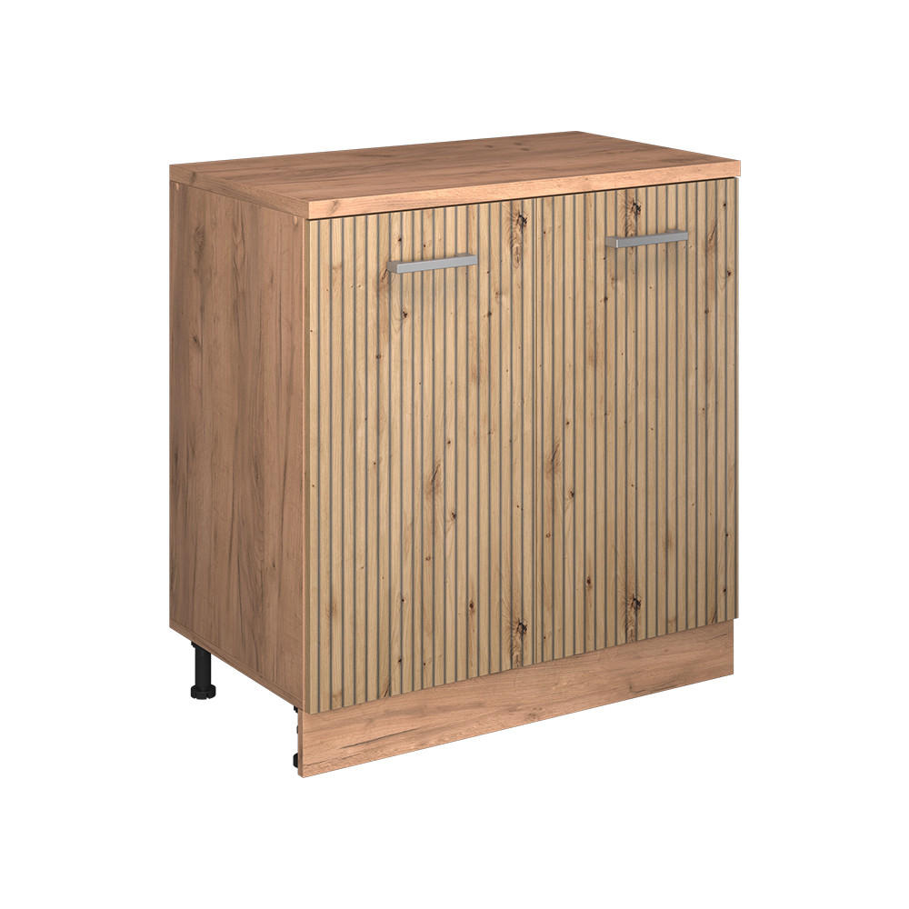 KUHINJSKA OMARA ZA POŠEVNE STREHE R-Line, Obrtniški hrast, 80 cm brez naklona z 2 vrati - medeni hrast/hrast artisan, leseni material (80/83.8/46cm) - Vicco