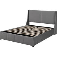 POLSTERBETT aus Samt 140x190 cm Grau mit Bettkasten und hydraulischer Hebefunktion - Grau, Textil (140/190cm) - IVMEU