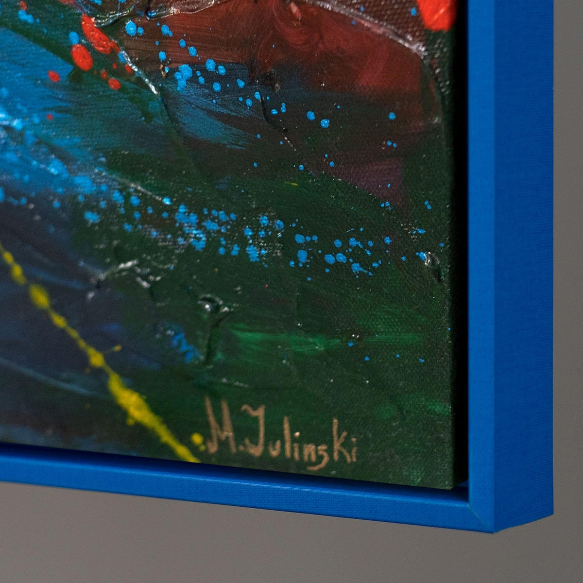 GEMÄLDE Lied des Feuers Schattenfugenrahmen Blau 140x100 cm - Blau, Holz (140/100cm) - YS-art gallery