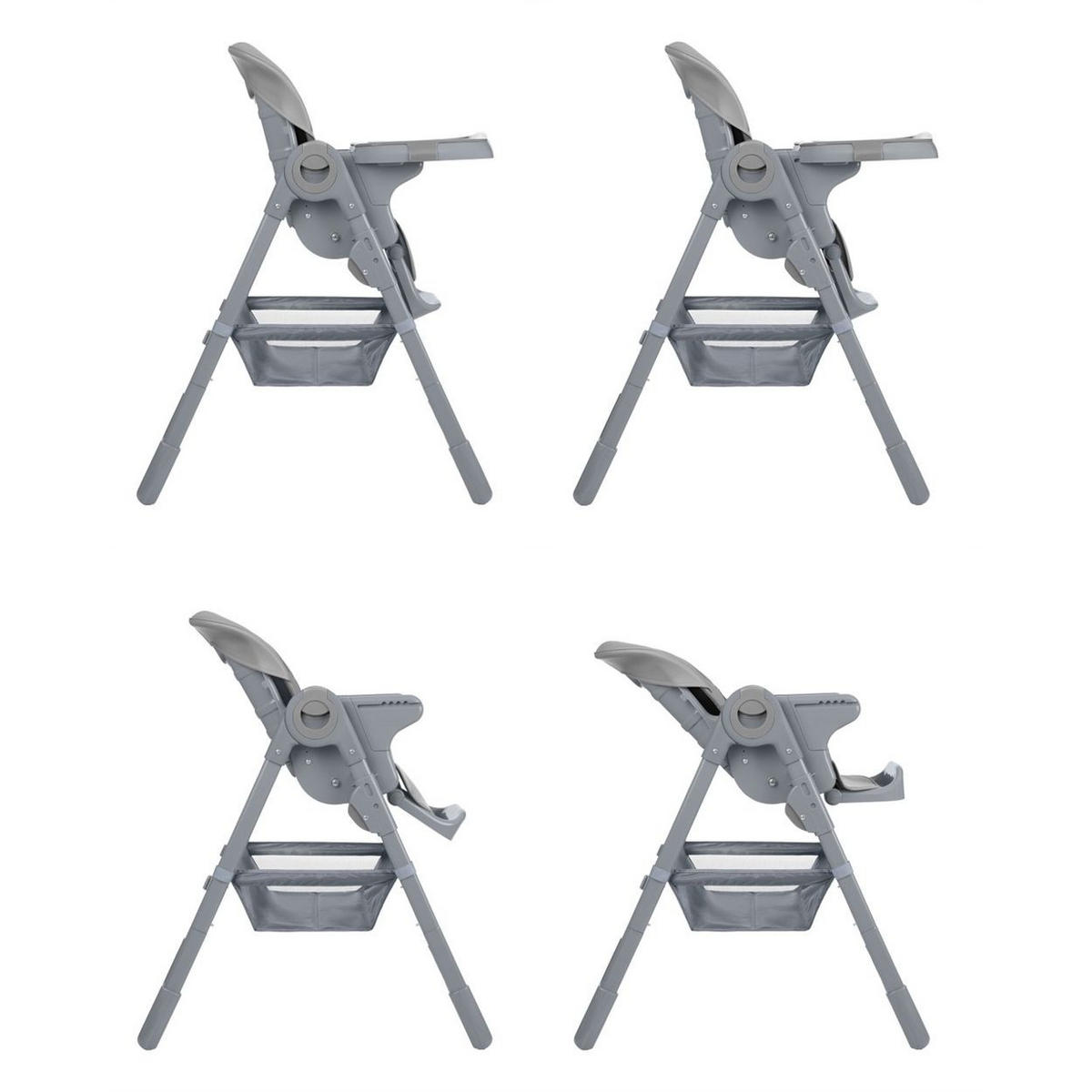 HOCHSTUHL COMFY hellgrau höhenverstellbar, Gurt, Doppeltablett - Grau, Kunststoff (53/104/76cm) - Kikka boo